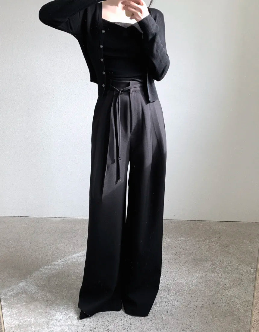 Drop Feeling Wide Leg Suit Pants Spring New High Waist Slimming Versatile Straight Leg Long Trousers