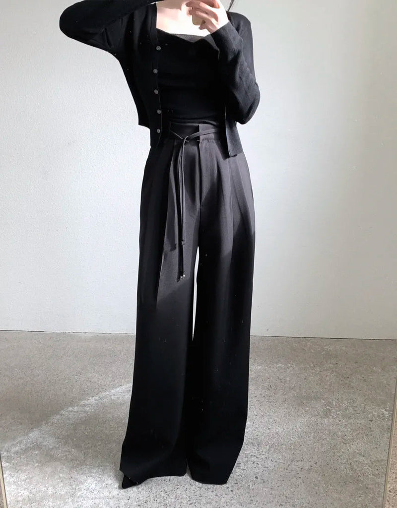 Drop Feeling Wide Leg Suit Pants Spring New High Waist Slimming Versatile Straight Leg Long Trousers