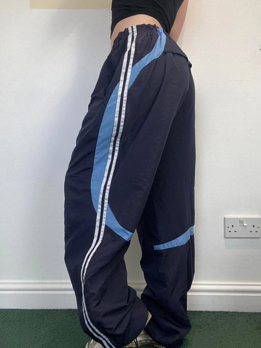 Contrast Stripe Wove Straight Leg Pants for Elastic Waist Loose Baggy Trousers Street Jogging Sweatpants