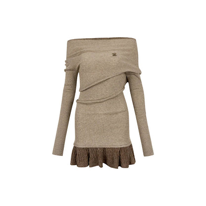 Knitted Sweater Dress Evening Party Clothing One Piece Korean Dress Long Sleeve Slim French Autumn