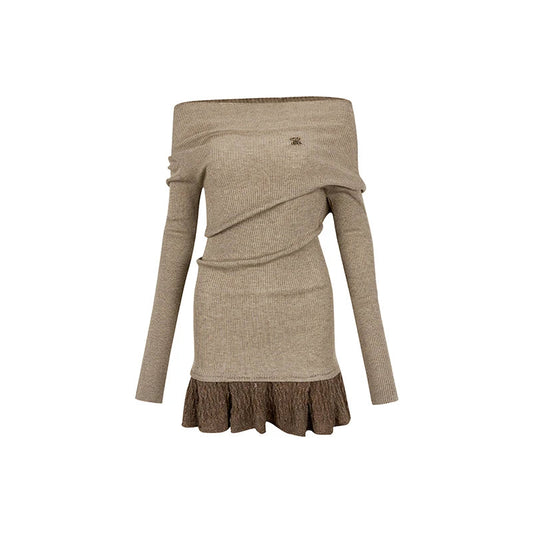 Knitted Sweater Dress Evening Party Clothing One Piece Korean Dress Long Sleeve Slim French Autumn