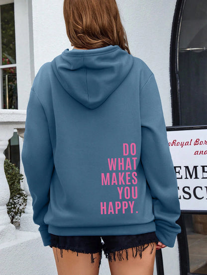 Do What Makes You Happy Pink Letter Clothing Personality Street Sweatshirt All-match Woman Hip Hop Hoodies