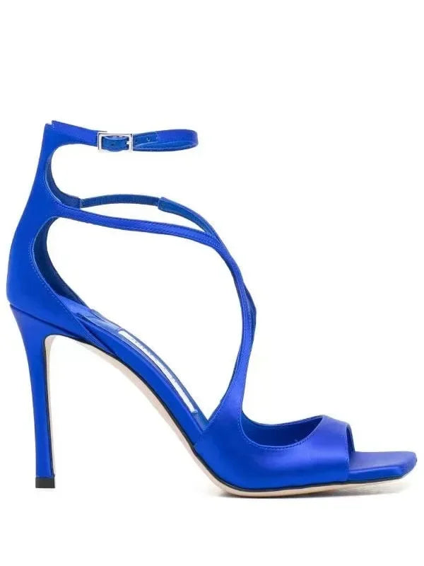 Highquality Hollow Slim High Heel Fish Mouth Sandals, Silk Buckle Strap Runway Shoes