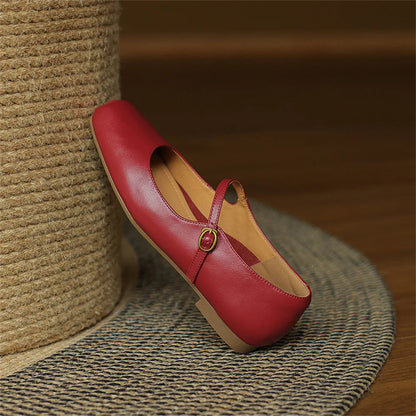 Flats Shoes Genuine Leather Mary Janle Shoes Moccasins Walking Lofers Shoes Females Retro Flats