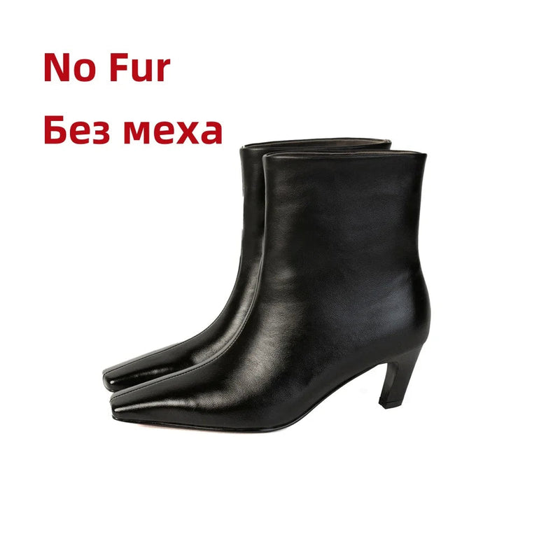 Stone Pattern Leather High Heels Autumn Winter Short Shoes Office Lady Party Dancing Shoes Ankle Boots