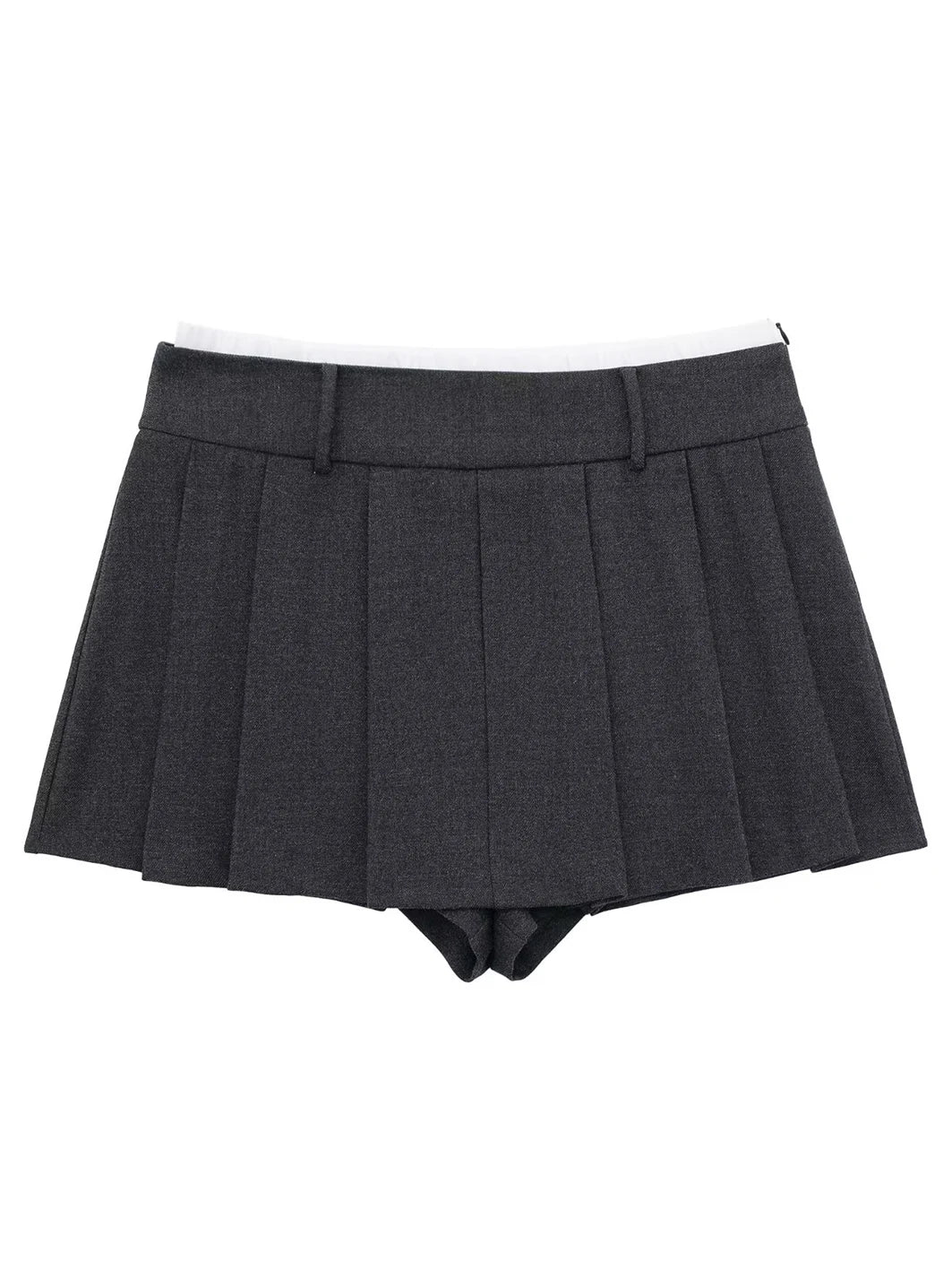 Patchwork Pleated Mini Pant Skirts Woman Autumn High Waist Aline Short Faldas Female Skirt