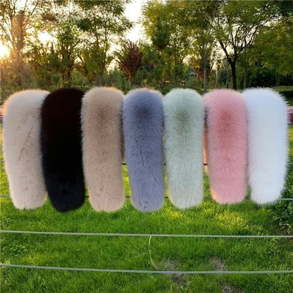 Soft Scarf Winter Faux Fox Fur Collar Furry Warm Thicken Parka Coat Hood Decor Fake Fur Shawl Scarves