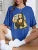 Playing Pranks on Mona Lisa Fitness Print T Shirt Oversized T-shirt Short Sleeve Cotton Loose Tshirt