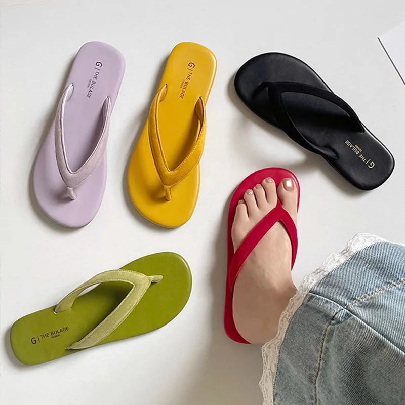 Summer Candy Color Slipper Slip on Flip Flop Shoes Soft Flat Heel Outdoor Beach Slide New Woman