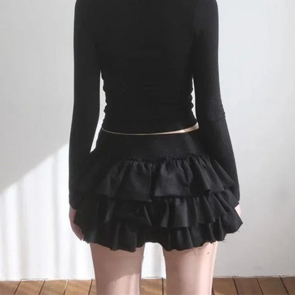 Pleated Color Aline Skirt Spring New Korean Slim Rough Selvage Cake Skirt
