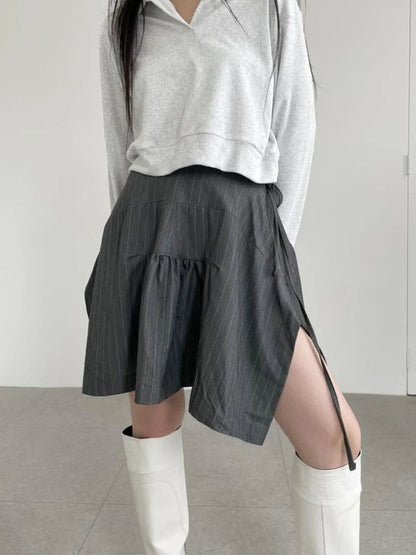 Summer Korean Retro High Street Low Waist Irregular Aline Skirt Skirt