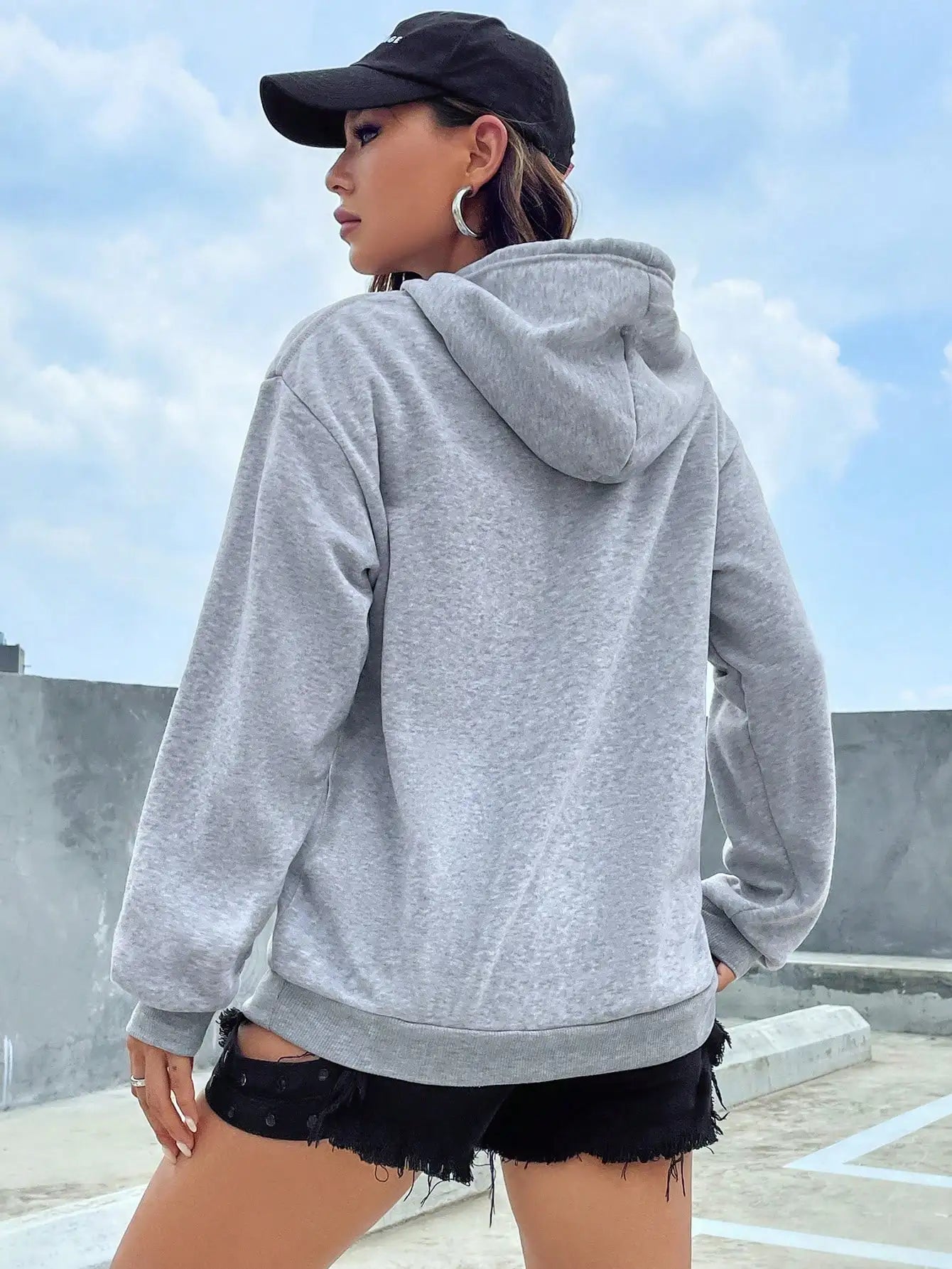 Color Hoodie for Female Pocket Creative Sweatshirts All-match Street Clothes Fleece Pullovers