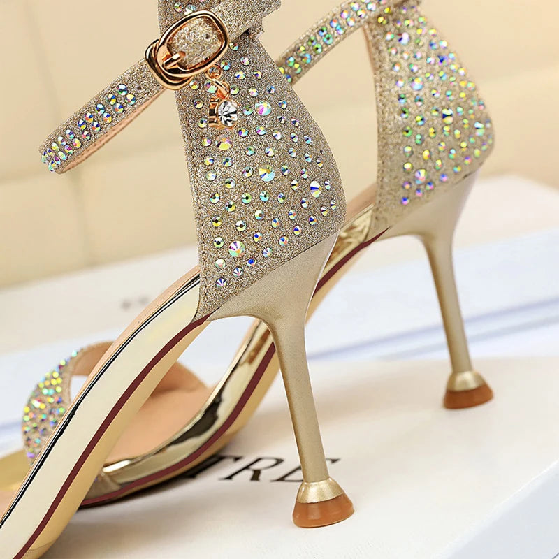 Shoes Rhinestone High Heels Pumps Kitten Heels Party Shoes Open Toe Sandals Heel Stiletto Wedding Shoes