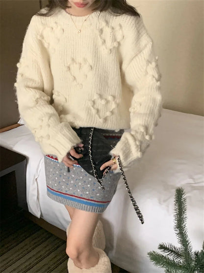 Gentle Spring Sweaters Ol Knitted Loose Daily Full Sleeve Minimalist Office Lady Pullovers Sweet