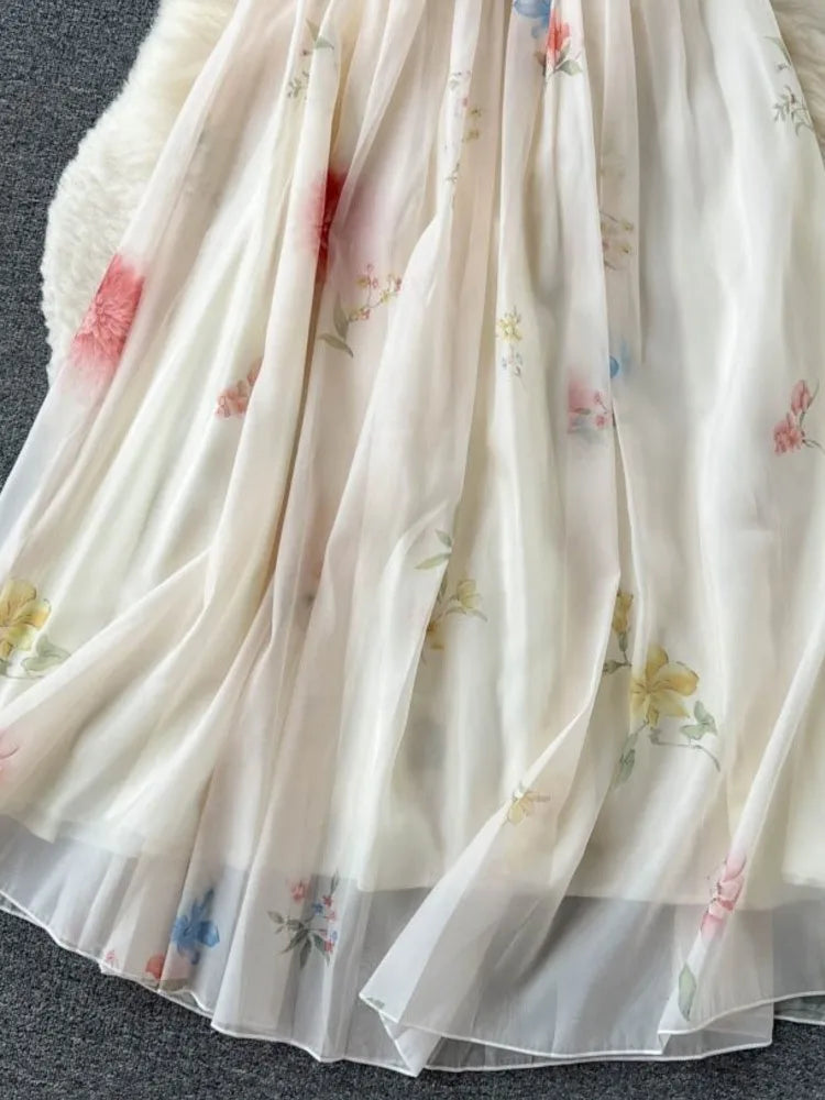 Strap Dress Summer Strapless Corset Maxi Sundress Backless Bow Sweet Print Midi Dresses