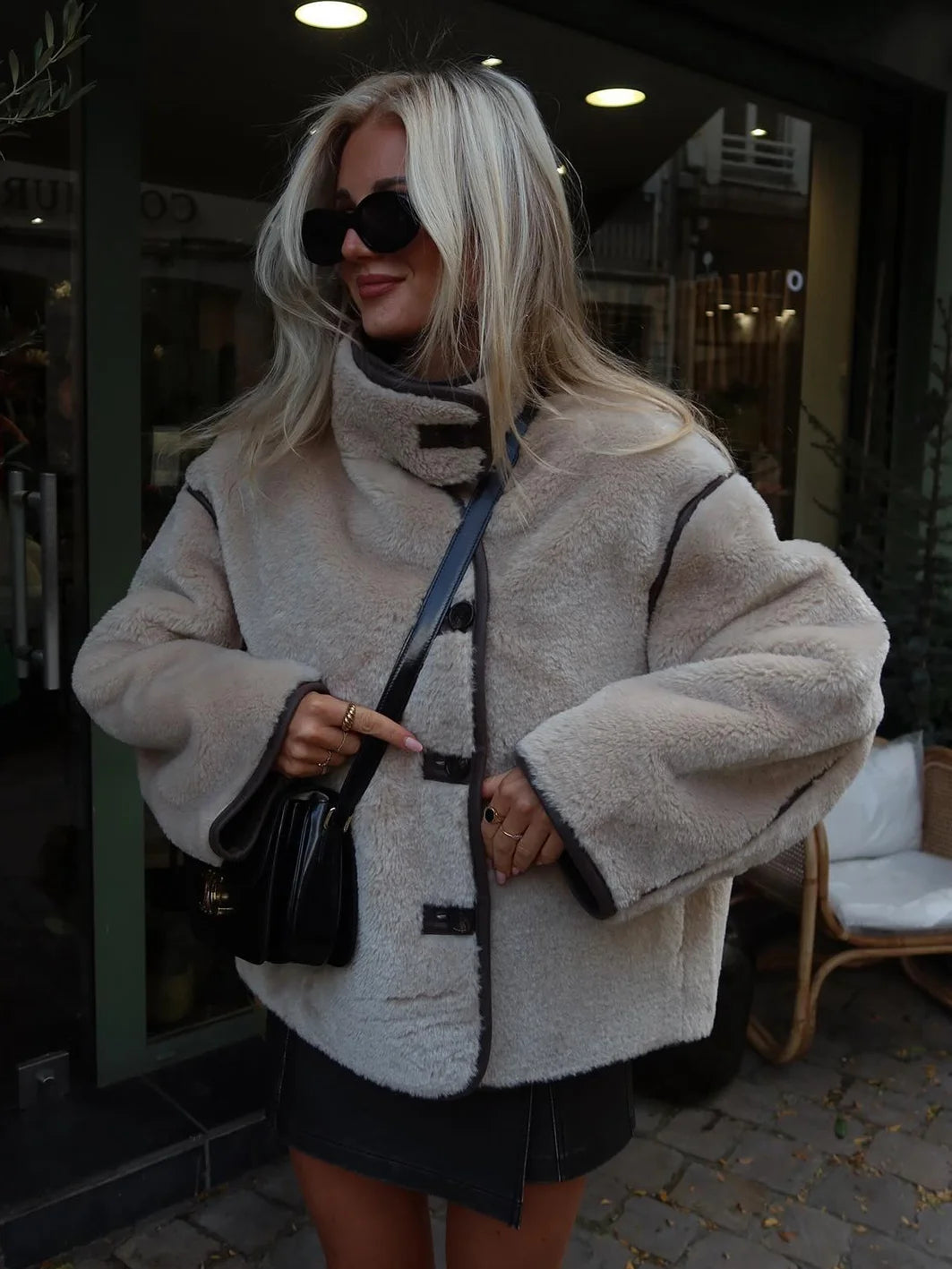 Loose Jackets Woman Spring Standup Collar Long Sleeve Thick Warm Jacket Coat New Outerwear