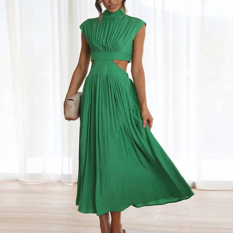 Cut Out Party Long Dress Summer Robe Loose Sleeveless Dress Aline Open Waist Y2k Dresses