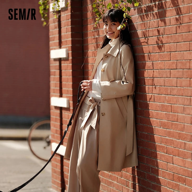 Trench Coat Long Waist Raglan Sleeve Lapel New Spring Loose Triple Protection Literary Khaki Coat