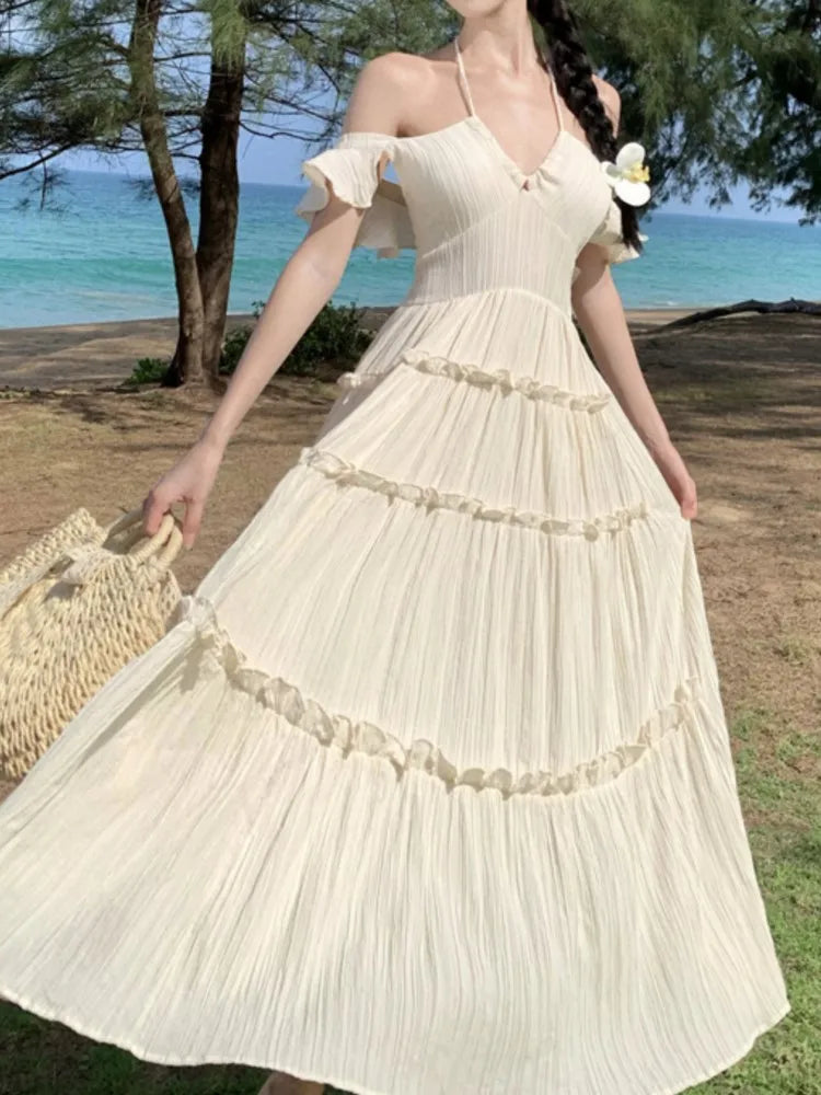 Summer Midi Dress Aline Beach Holiday Party Clothes Female Long Robe Vestidos Clothes New
