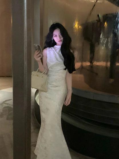 Fishtail Long Dress Summer Print Birthday Slim Evening Club Vestidos Female Clothes Robe