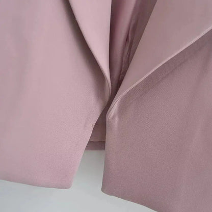 Autumn Notched Collar Open Stitching Blazer Full Sleeve High Waist Short Suit Cool Girl Coat Outwear