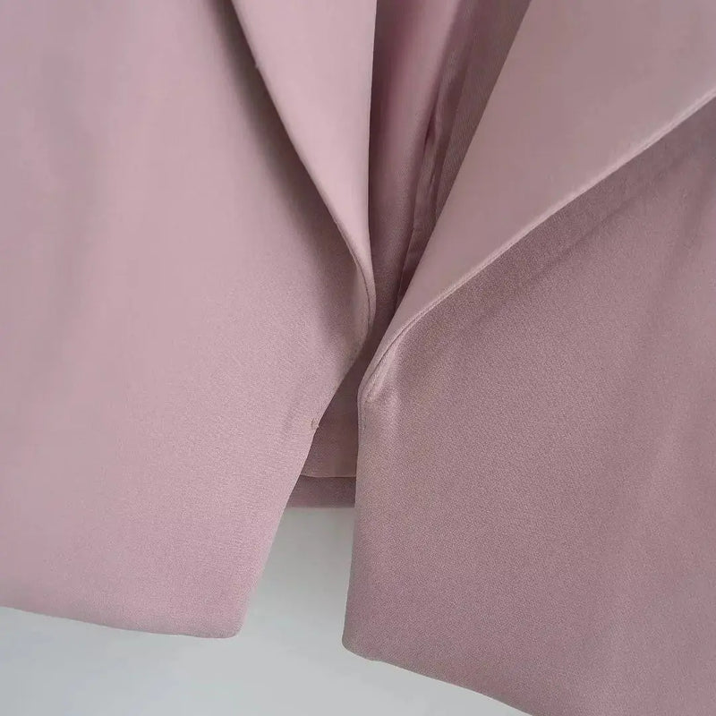 Autumn Notched Collar Open Stitching Blazer Full Sleeve High Waist Short Suit Cool Girl Coat Outwear