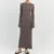 Ribbed Knit Full Sleeve Maxi Dress Crew Neck Bodycon Pencil Long Dress Tie Waist Dress 90s