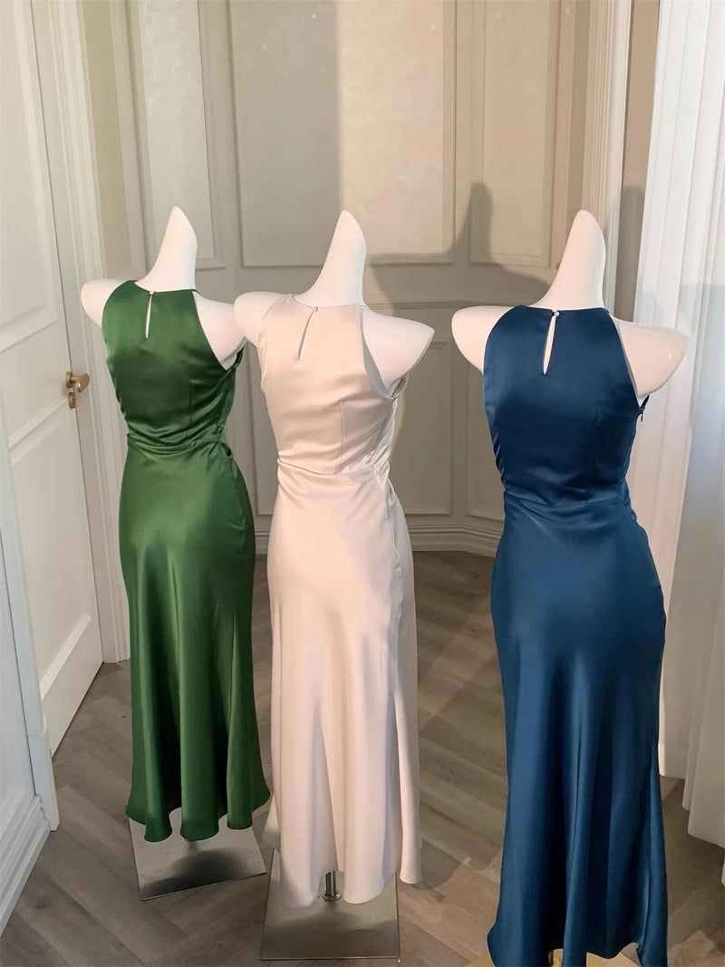 Long Dresses Ruffles Blue Evening Dress Slim Fit Whit Canisole Green Mermaid Vestidos