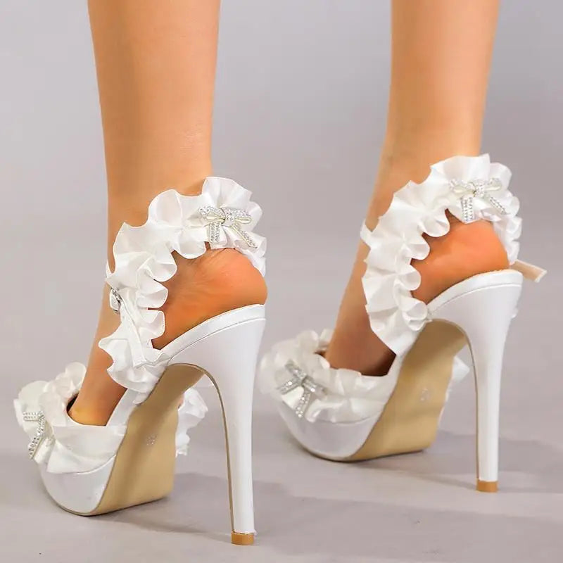Rhinestone Sandals High Heels Med Comfort Shoes for Espadrilles Platform Large Size Highheeled Pointed Medium Lacquered B