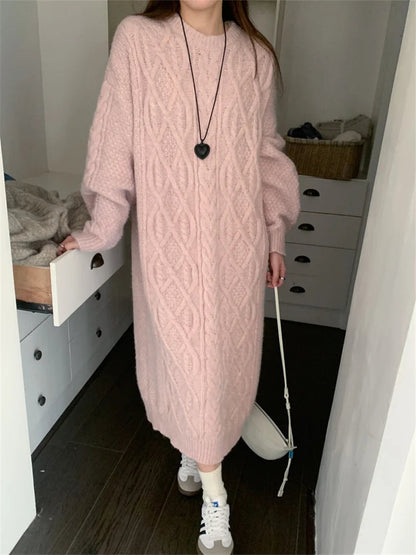 Stylish Sweaters Straight Dress Warm Straight Gentle Ol Loose Winter Knitted Thicken