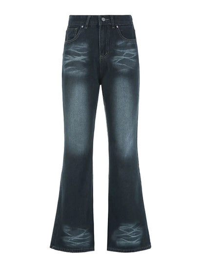 Woman Low Waist Jeans Wide Leg Denim Zipper Pants Classical Trousers Korean Cargo Allmatch Pants Design Bell Gyaru Bottoms