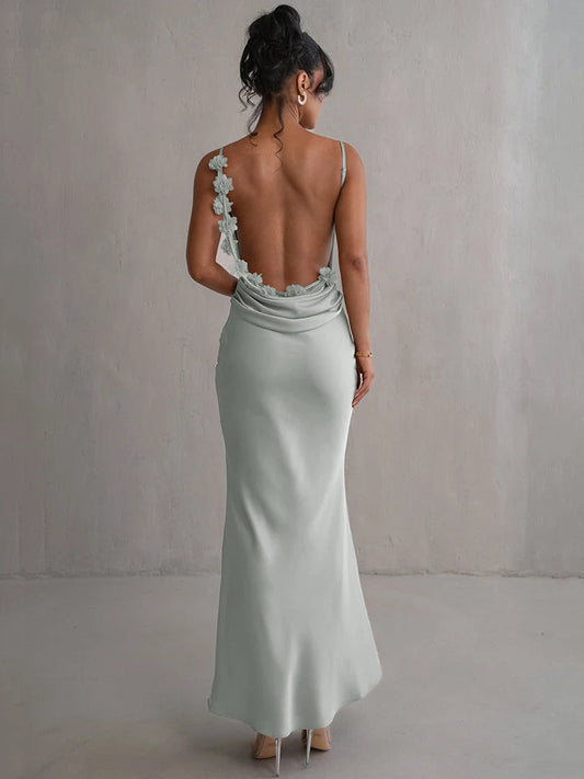 Draped Backless Maxi Dress