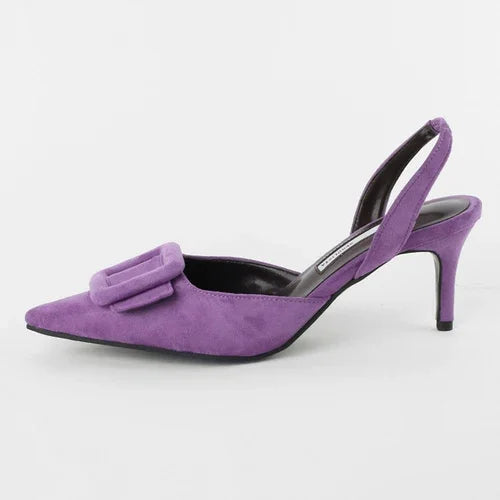 Sandals Summer Pointed Toe High Heels Stiletto Square Buckle Large Size Single Shoes