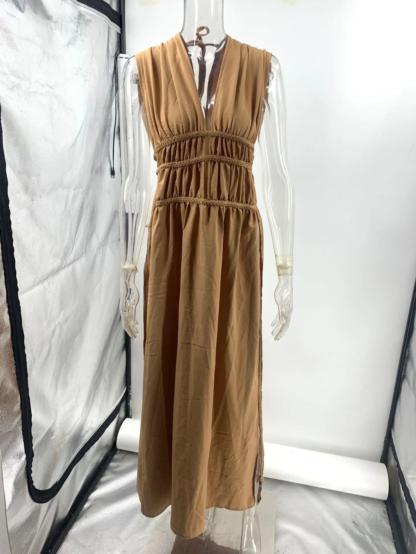 New Summer Hollow Out Dress Off Shoulder Backless High Split Long Dresses Lady Beach Wear Robes