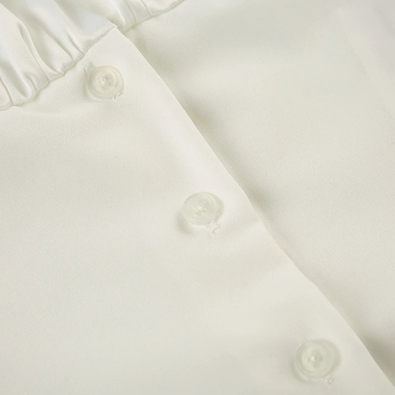 French Retro Satin Aline Shirt Slimming Short Sleeve Vneck Blouses Office Top Allmatch
