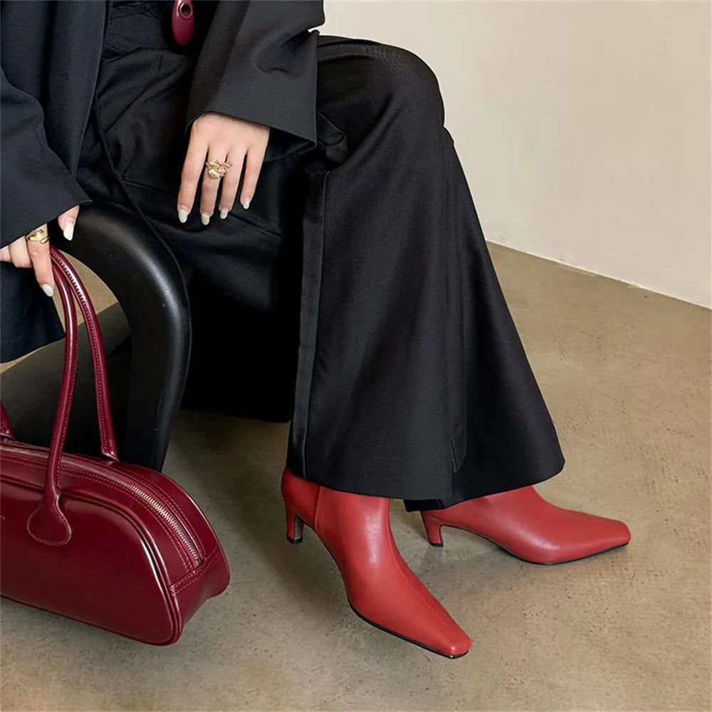 Ins Knee High Boots for Genuine Leather High Heels Winter Shoes Office Lady Long Booties