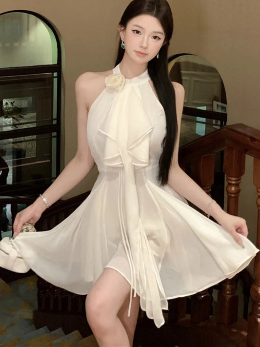 Sleeveless Y2k Mini Dress Korean Lady One Piece Clothing Evening Party Summer New