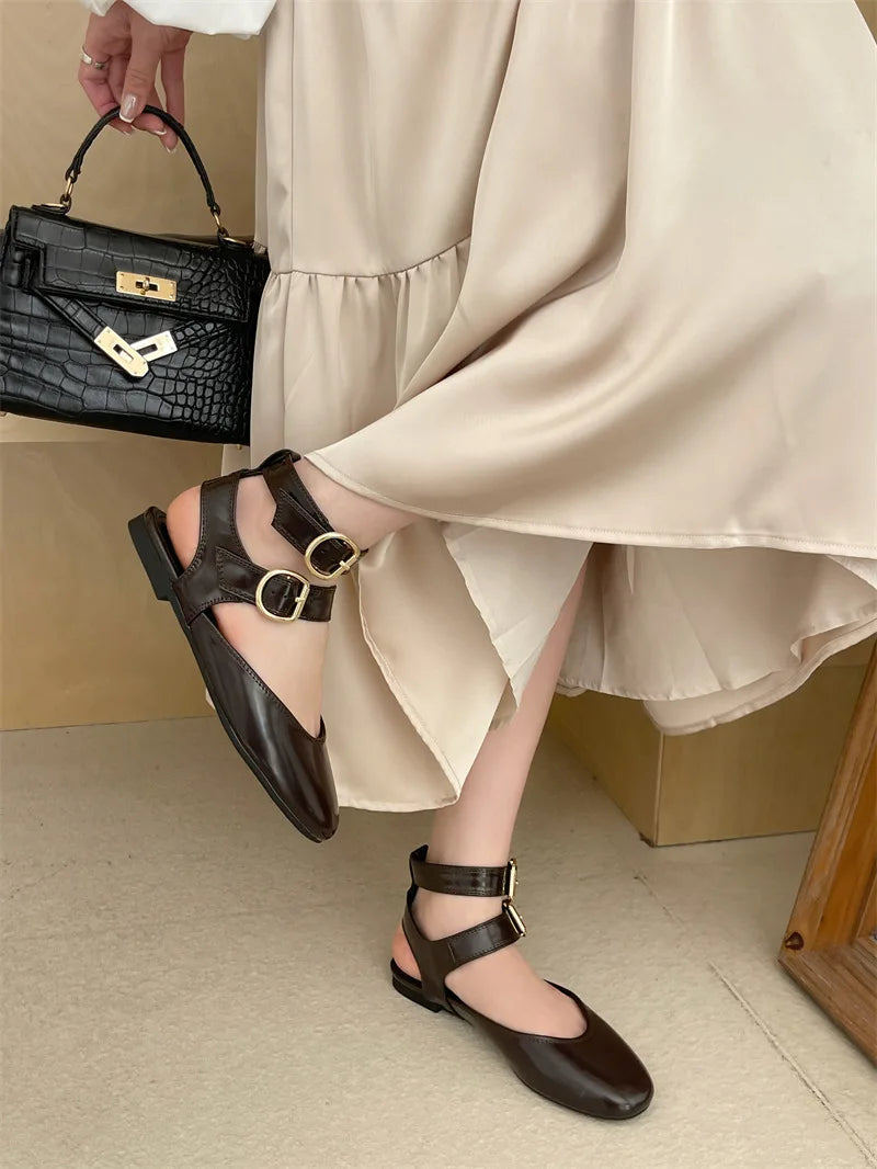 Comfort Shoes for Large Size Beige Heeled Sandals Summer Big Black Closed New Flat Low Rubber Rome Back