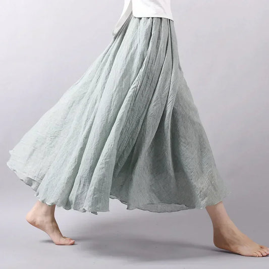 Skirts for Female Beach a Line Dress Double Layer Elastic Waist Long Maxi Comfortable Temperament Skirts