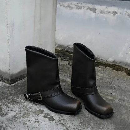 Retro Woman Boots Brand Designer Spring New Genuine Leather Western Boots Knee High Ankle Boot