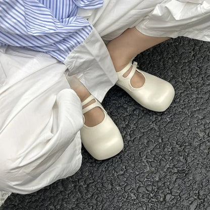 Slip on Loafers Square Toe Ankle Strap Buckle Mary Jane Shoes Chunky Low Heel Pumps Dress Shoes