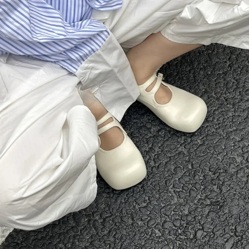 Slip on Loafers Square Toe Ankle Strap Buckle Mary Jane Shoes Chunky Low Heel Pumps Dress Shoes