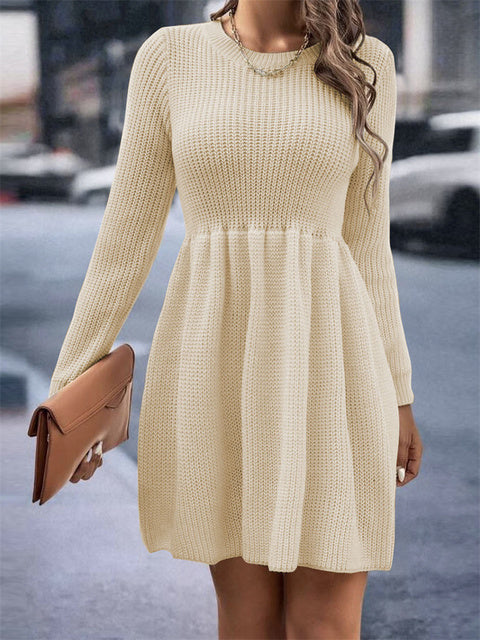 High Waist Hollow Out Mini Dress Female Patchwork Pleated Party Dress Slim Long Sleeve Dress
