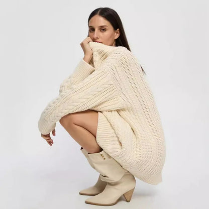 Loose Sweater Autumn Oneck Twist Sweater Color Long Sleeve Pullover Knitted Sweater Street