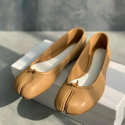 New Soft Leather Split Toe Design Mules Flats Shoes Cozy Lightweight Soft Sole Loafers Mary Jane Pumps Ballet Shoe