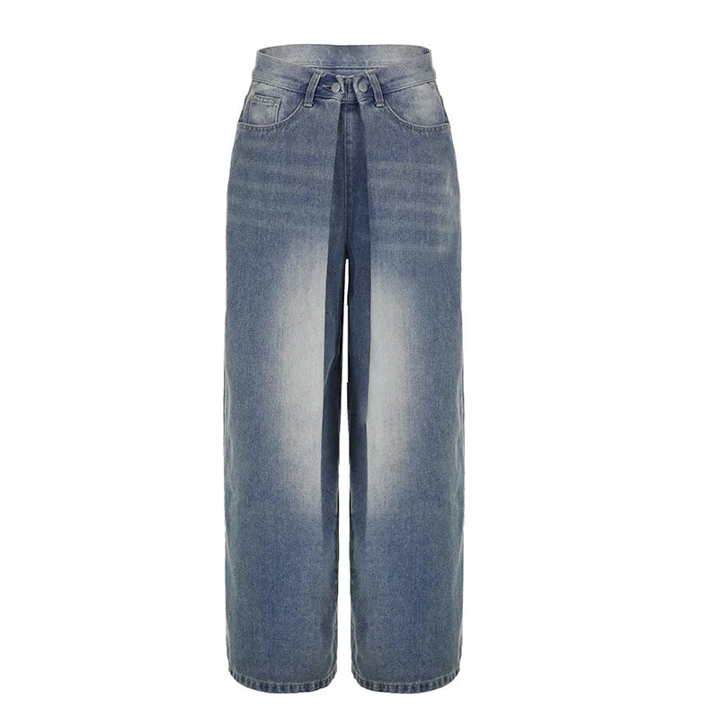 Y2k 90s Low Waist Cargo Pants American Retro Baggy Oversized Denim Trousers