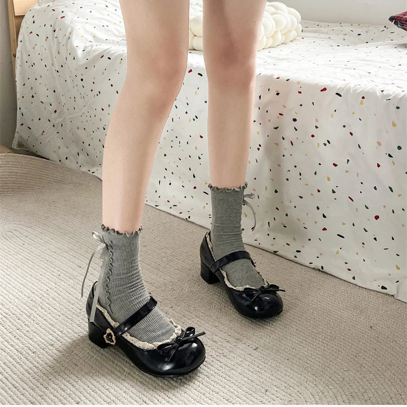 Jk Mary Jane Shoes Causal Shallow Butterflyknot Shoes Spring Autumn Female Leather Shoes