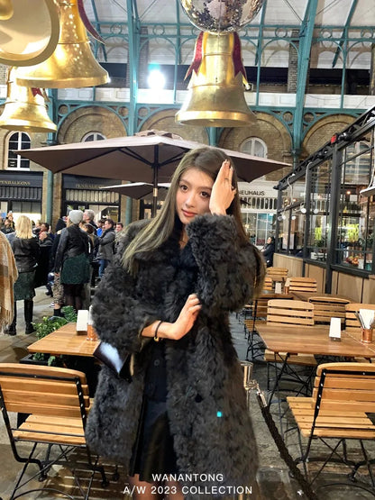 Sweet Hot Girl Fixed Dyed Toka Fur Coat Fall/winter Turndown Collar Loose Longsleeved Coat Female Clothes