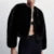Ins Hot Brand Black Warm Cozy Cropped Faux Fur Coat Winter Street Short Fur Jacket