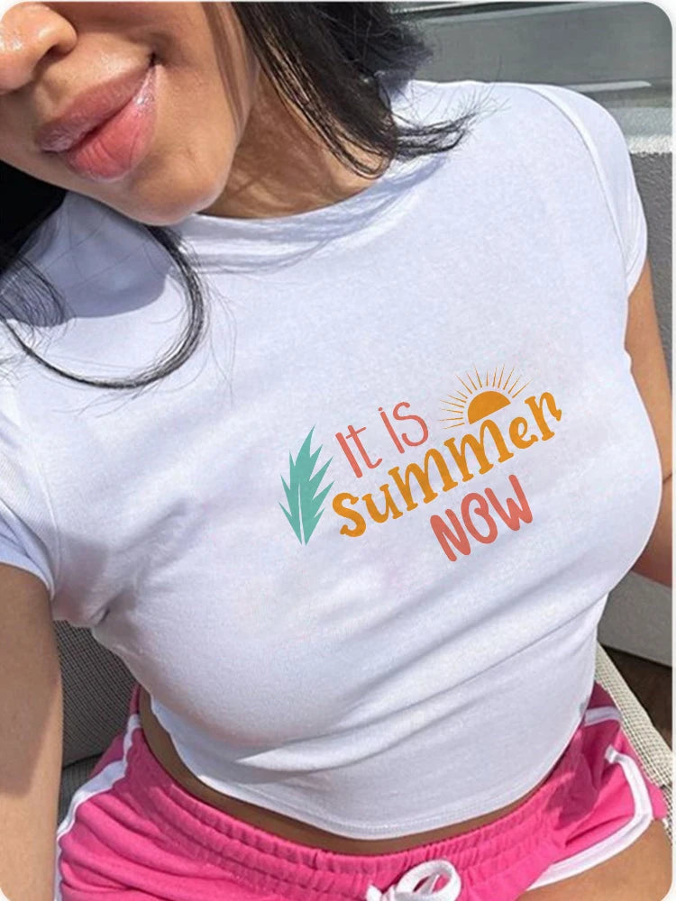 Europe and the United States Street New Print Season Art Text Short Sleeve Y2k ’s T-shirt Vest Halter